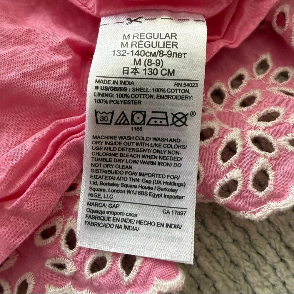 Gap Kids Pink Eyelet Dress Size M 8 Cotton Sleeveless Summer Dress‎
